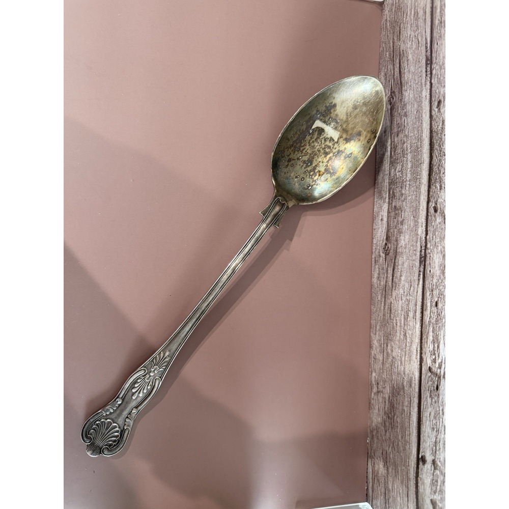 SHEFFIELD ENGLAND - SILVERPLATE X-LG SERVING SPOON - 13" - (unidentified marks)